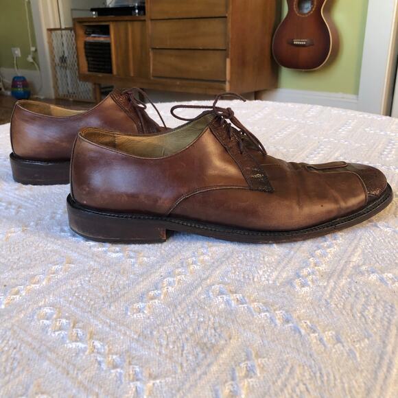 Belvedere Firenze Italian Made 10.5M Lace-Up Oxfords w/ Reptile Trim – Needs TLC - Picture 4 of 12
